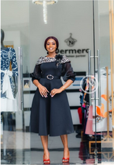 Elegant black midi dress